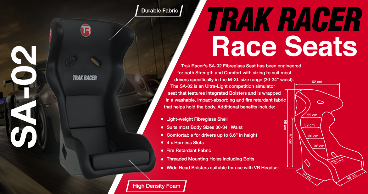 Trak Racer RS6 Black Premium Gaming Racing Simulator Race Sim Seat Cockpit