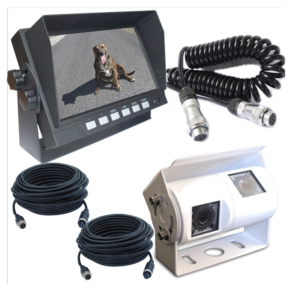 7" HD Monitor Premium CCD 700TVL Dual Reversing Camera HD Caravan white RCA Adapter 7.5 &15m Cable KIT-CAM-22-M