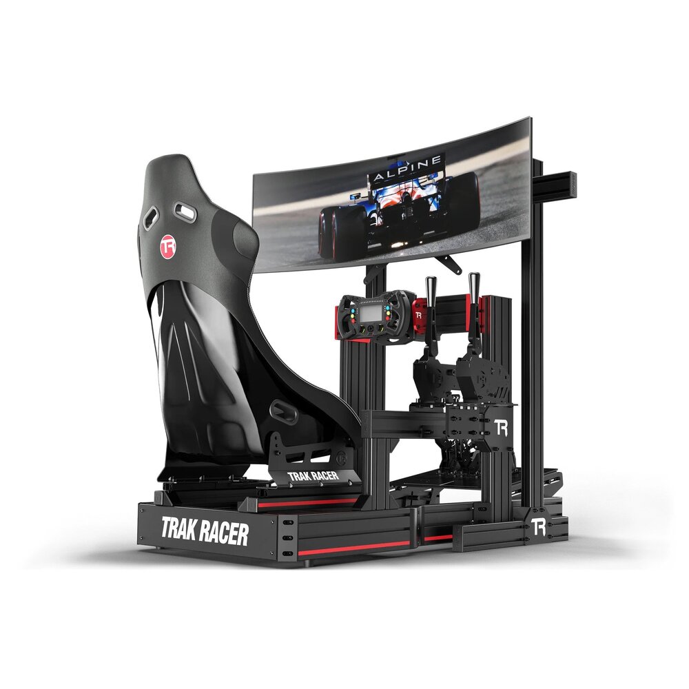 TRACK RACER Freestanding Single Monitor Stand - up to 80" - Center Profile 1200mm Long | MS-FM-SIN-AU